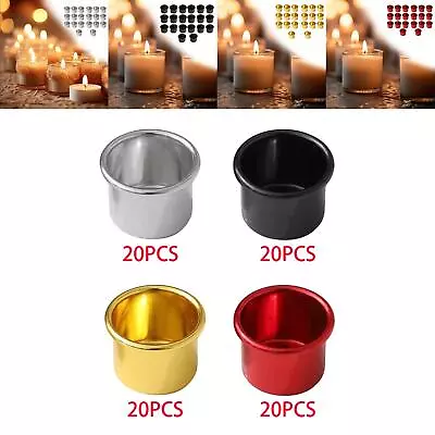 20Pcs Candle Cup Metal Candlestick Decorative Desktop Candle Holder Candle Bowl • £7.04