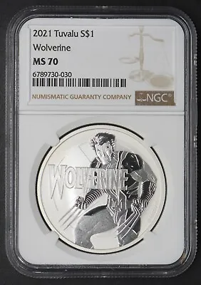 2021 Tuvalu Wolverine Marvel NGC MS70 1oz Silver Coin .9999 - COINGIANTS - • $118.99
