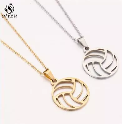 Volleyball Pendant Necklace - Small Round Ball Pendant Sports Necklaces Jewelry • $10.40