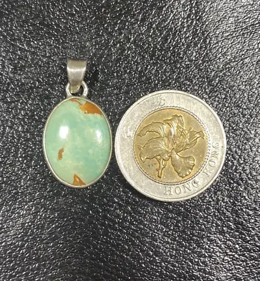 Handmade Natural Green Turquoise Gemstone & 925 Sterling Silver Pendant For Gift • $17.50