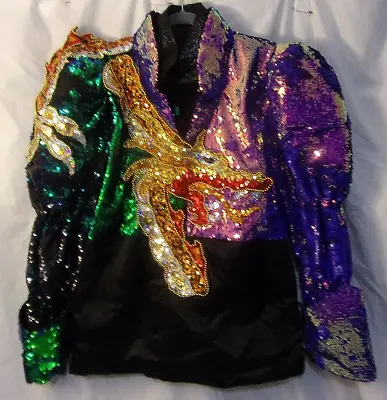 Men's Sequin Jacket Dancer's Performance Jacket Pullover M/L Wild VGC • $85