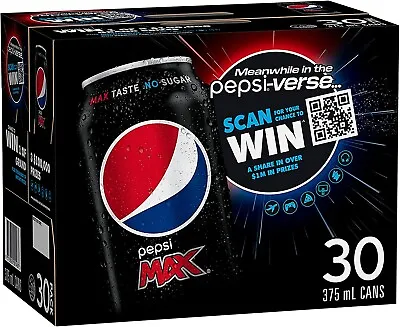 Pepsi Max Cola Soft Drink 30 X 375ml Free Shipping AU| • $27.61