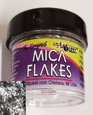 The 'Original' Mica Flakes  ~ Silver Medium - USArtQuest - NEW - 1 Ounce Jar • $7.49
