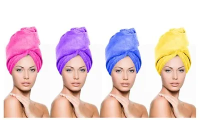 Micro-fibre Hair Drying Towel Wrap Turban Head Hat Bun Cap Shower Dry Microfiber • £2.89