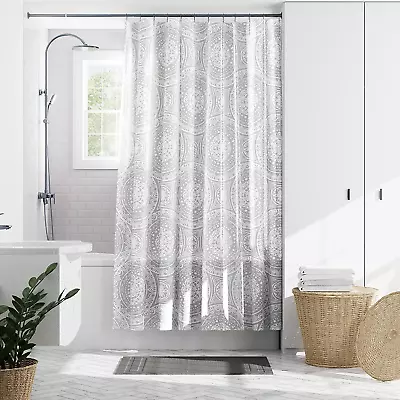 Zenna Home Medallion Waterproof PEVA Shower Curtain 70 X 72 In. White • $21.75