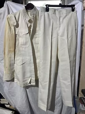 VINTAGE SACO USMC MARINE CORP MEN'S WHITE SERVICE DRESS UNIFORM PANTS And Jacket • $49.99