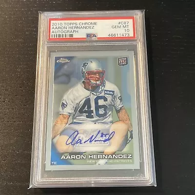 2010 Topps Chrome AARON HERNANDEZ Rookie Auto RC PSA 10 • $395