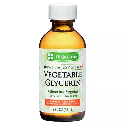 De La Cruz Pure Vegetable Glycerin USP Grade Bottled In USA 2 FL OZ Exp 4/2026 • $7.29