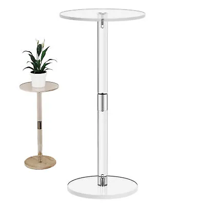 Acrylic Drink Table Clear Small Round End Table For Drinks Snacks And Coffee • £68.07