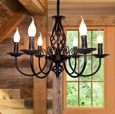 Farmhouse Pendant Light Wrought Iron Chandelier For Kitchen Dining Living Room • £45.99