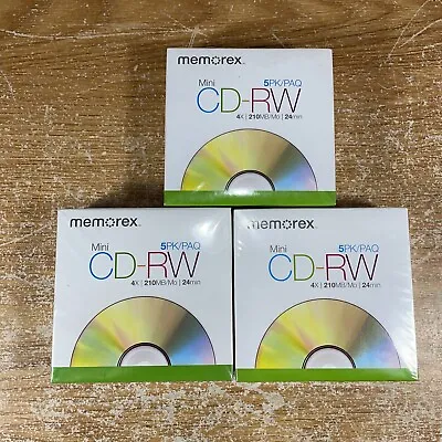 3 X Memorex Mini CD -RW 5 Pack Brand New Sealed With Individual Cases • $24.36