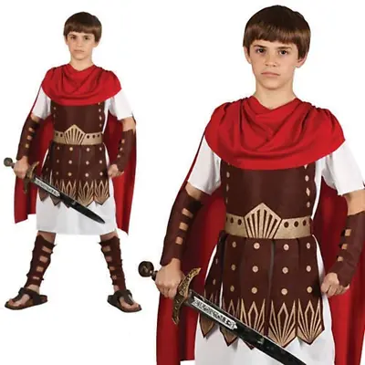 Child Roman Centurion Gladiator Army Soldier Boys Fancy Dress Outfit Age 5-13 • $58.93