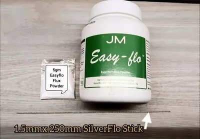 Johnson Matthey Silver Solder Stick 1.5 SilverFlo 55 & 5gm Easyflo Flux Powder÷ • £11.50