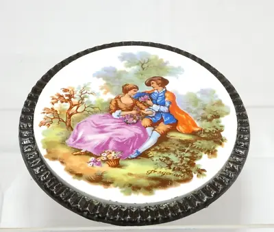 Vintage Starlight 1970s Belt Buckle Fragonard Limoges Courting Couple Porcelain • $35.99