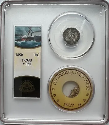 Ss Central America Shipwreck 1850 Seated Liberty Dime Pcgs Vf30 With Gold Pinch • $765.65