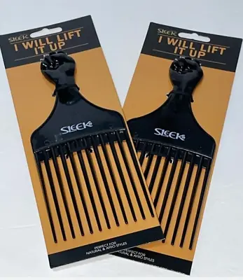 Afro Pick Beauty Supplies Hair Styling Vintage Afro Comb Detangling Black FistX2 • $12.97