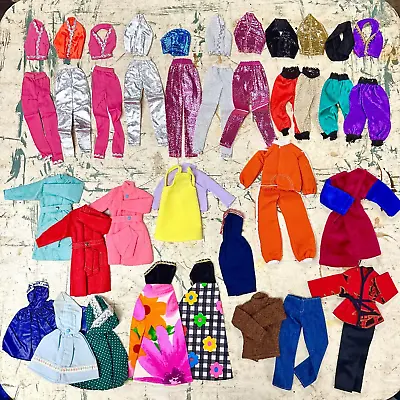 38+ PCS Vintage Handmade Barbie Clothes 70s Dresses Jackets Outfits METALLIC SET • $35.99