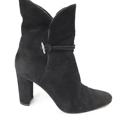 Via Spiga Black Suede Leather Mid Calf Boots Size 9B Made In Italy Classic • $49