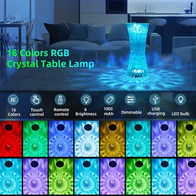 $15.99 • Buy LED Crystal Table Lamp Diamond Rose Night Light Touch Atmosphere Bedside Bar USA