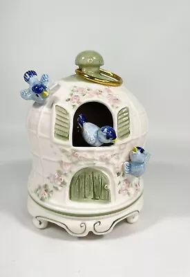 Schmid Music Box Blue Bird House Porcelain #388 Signed Artist Animated Vintage • $22.99