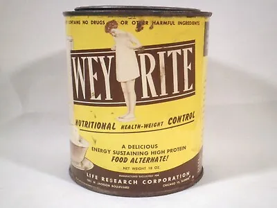 Retro 1950's Kitchen Wey Rite Protein Milk Shake Diet Food Tin Can - Rare • $22.50