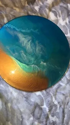 Custom Glossy Beach End Table With Epoxy Design 24 Inch Diameter • $80