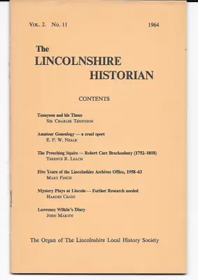 £3.50 • Buy The Lincs Hist. Vol2 No.11 - Tennyson; Mystery Plays @ Lincoln; Genealogy; &c