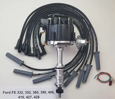 $139.95 • Buy FORD FE 352 390 427 428 HEI DISTRIBUTOR +BLACK 8.5mm SPIRAL SPARK PLUG WIRES USA