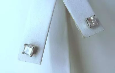 Diamonds Princess Cut 0.80ct 14K White Gold Stud Earrings • £100.80