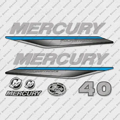 Mercury 40 Hp Four Stroke 2019-2022 BLUE Outboard Engine Decals Sticker • $53.99