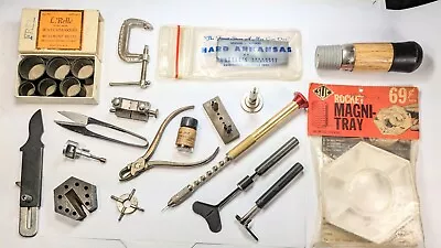 Vintage Watchmakers Estate Assorted Watch Repair Bench Tools Lot • $89.99