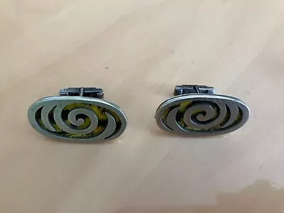 HUGE VTG LOS  CASTILLOS MEXICO STERLING 925 OVAL PLUMA AZTECA CUFFLINKS *24.6 G* • $39.99