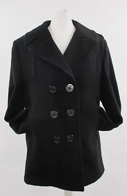 Military Women's Pea Coat US Navy DSCP Enlisted Black Small UK 10 - R246 • £50