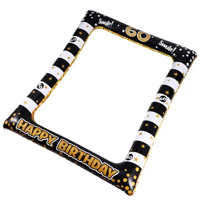  Inflatable Photo Frame Plastic 60th Bday Props Happy Birthday Selfie Booth • £10.28