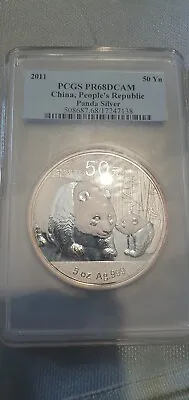 2011 Chinese Panda 5 Oz  .999 Silver Proof. 50 Yuan Coin PCGS PR68 DCAM Proof • $246.62