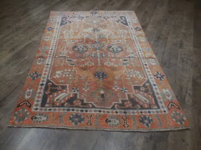 Authentic Farmhouse Vintage Turkish Geometric Oriental HandMade Rug 4.5x6.9 Ft • $0.99