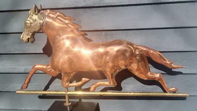 1960 Beautiful Running Horse Weathervane Folk Art Brass Head Full Body Copper • $875