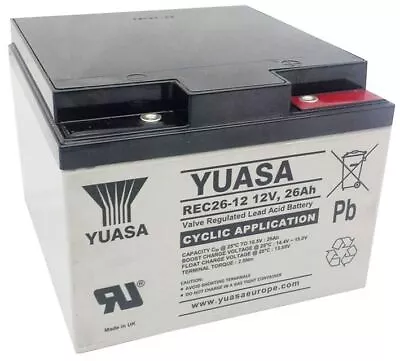 YUASA - 12V 26Ah VRLA Deep Cycle Battery • £145.70