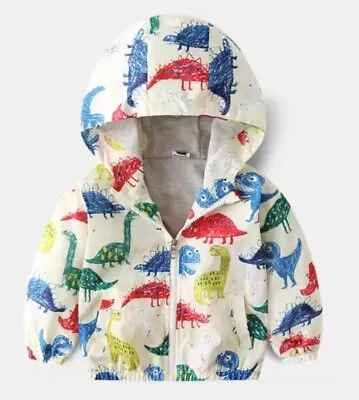 £7 • Buy New Baby Boys, Kids Hooded Jacket, Coat, Dinosaur Print, Coat, 18-24 Months