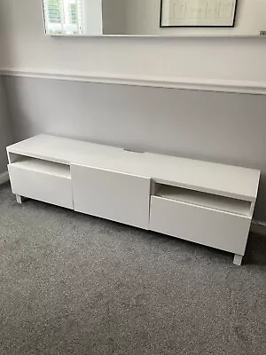 180cm Ikea Besta Tv Unit White With Glass Top • £80