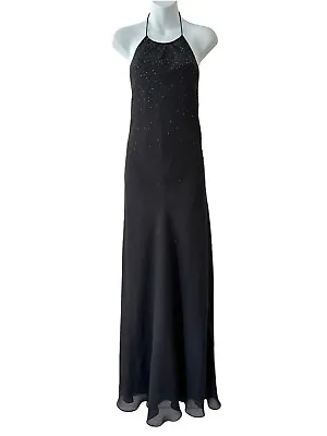 Vtg Y2K Chelsea Nites Halter Maxi Slip Dress Evening Gown Sheer Beaded 14 NWT • $30