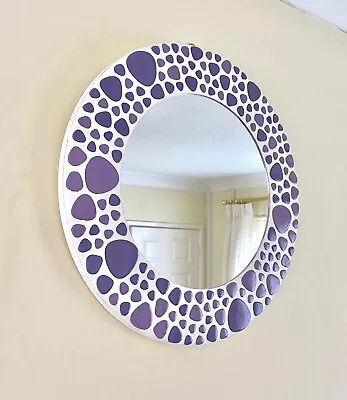 £75 • Buy Grapevine Purple Pebble Round Mosaic Mirror