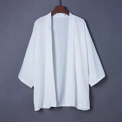 Men Japanese Coat Kimono Top Outwear Jacket Cardigan Yukata Loose Chic Grey T • $23.98