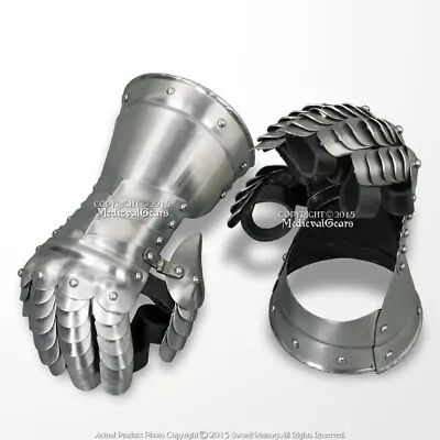 Medieval Flared Cuff Gauntlets Metal Glove Plate Armour 20G Steel Type A LARP • $84.98