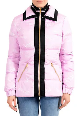 Versace Women's Pink Logo Print Full Zip Down Parka Jacket Sz XS L XL • $699.99