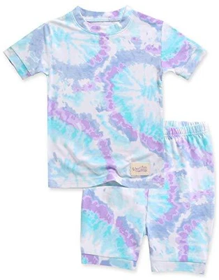 $28.77 • Buy Toddler Tie Dye Short Sleepear Summer Pajamas Set Bamboo Purplemint M