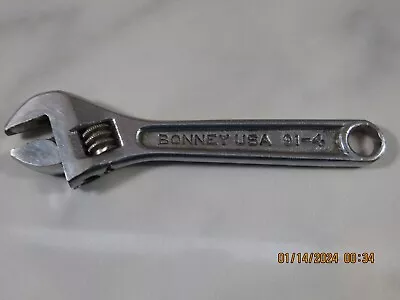 Bonney Adjustable Crescent Wrench 91-4 Forged Alloy Steel Made In USA 4  Length • $39.95