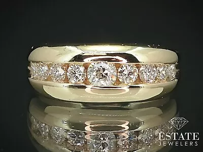 14k Yellow Gold 7mm Natural .50ctw Diamond Band Ring 6.4g I15589 • $1499