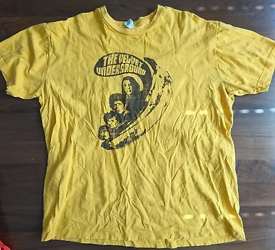 Velvet Underground T Shirt Yellow Band Graphic Print Rock N Roll Tee Size XXL • $14.99