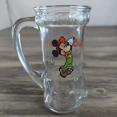 Vtg Golf Bag Disney World Mickey Mouse Glass Mug Stein Golfer 6.25   • $7.95